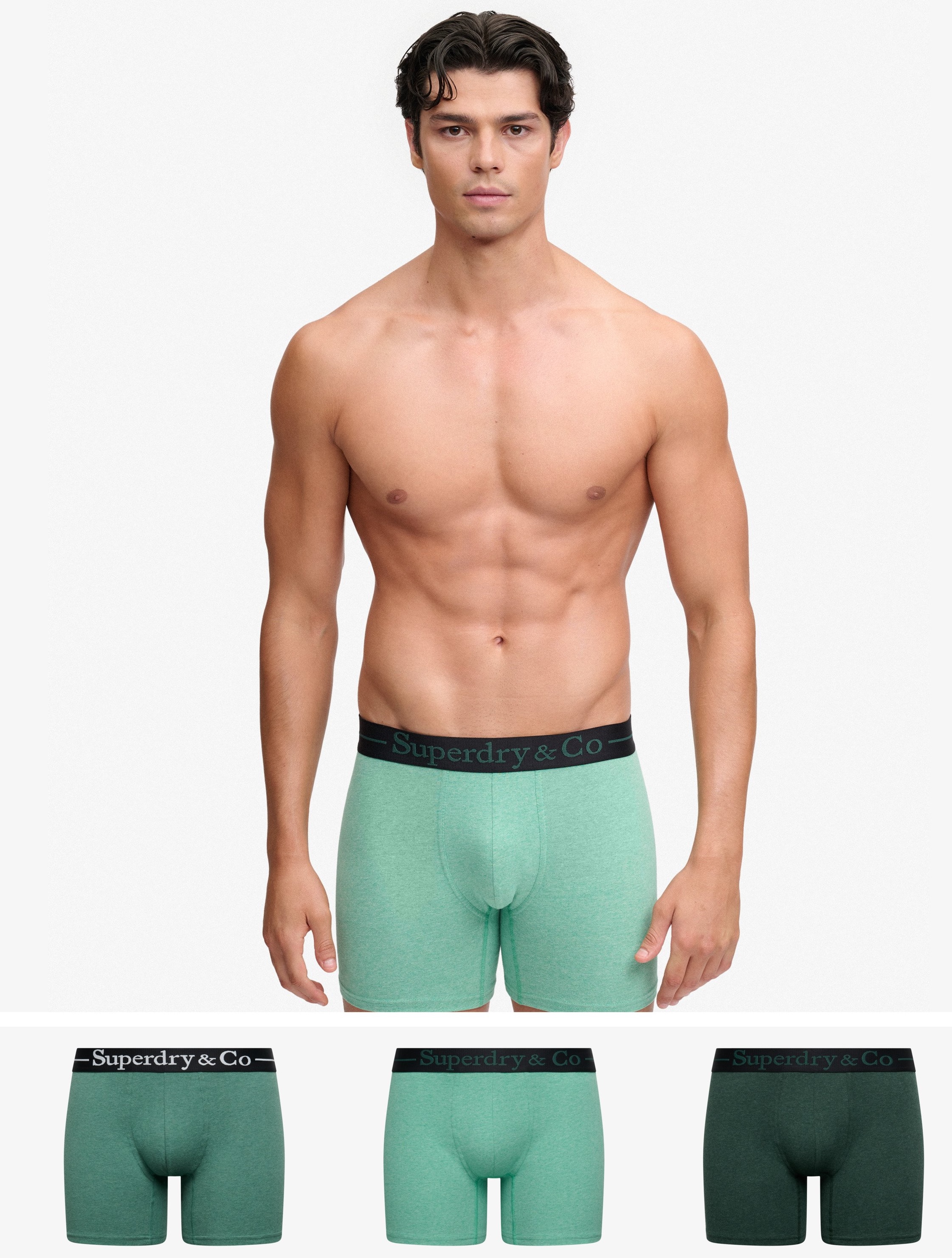 Superdry Herren Boxer 3er Set - Forest Marl/Green Marl/Green Gift Superdry Herren Boxer 3er Set - Forest Marl/Green Marl/Green Gift