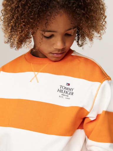 Tommy Hilfiger Crewneck Sweatshirt Orange Gestreift - SALE