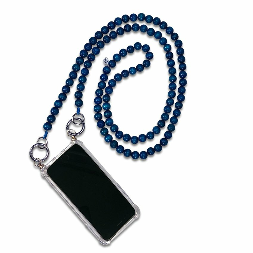 1506780007vvArSbJJvGQsF Mo Beads Holzperlen Handykette in Blau