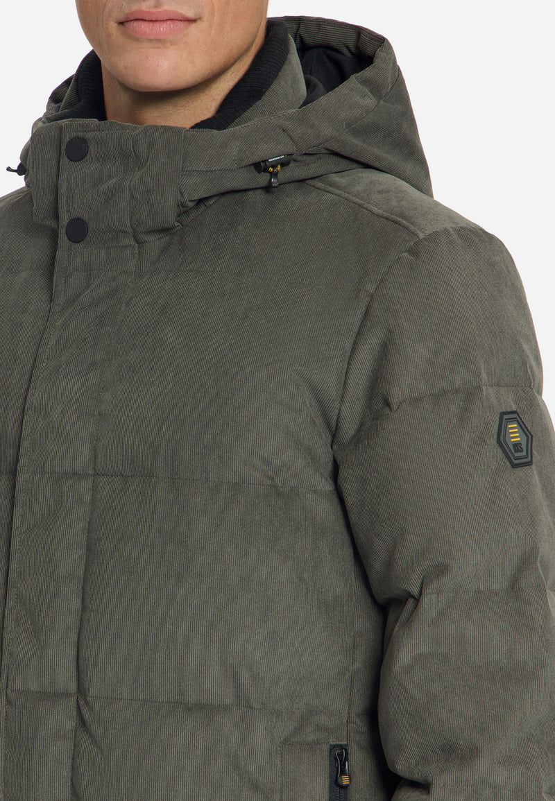 No Excess Cordjacke mit Kapuze Winterjacke für Herren in Oliv Grün