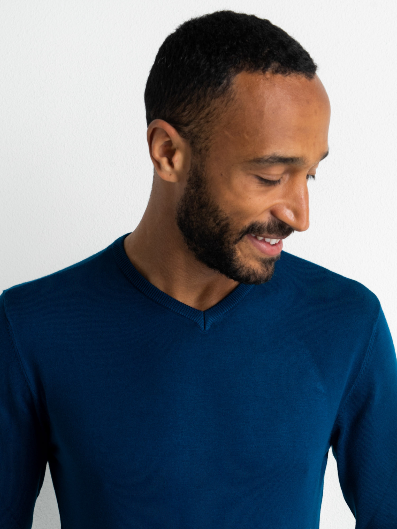 M-3020-KWV002_5085_02 Petrol Industries Feinstrickpullover V-Ausschnitt Pullover - Dark Lagoon Blau - SALE