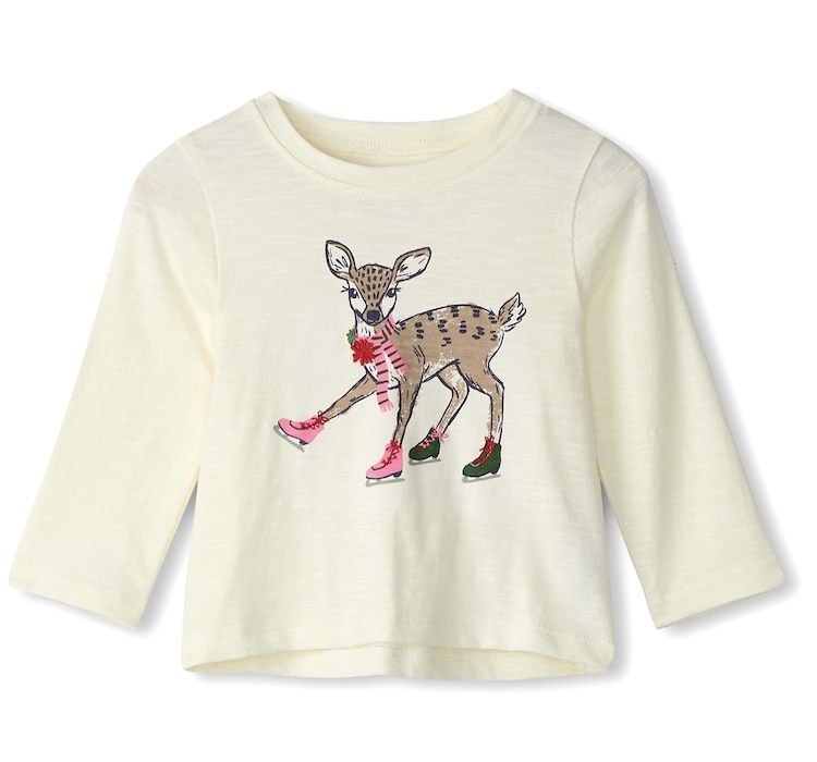 Hatley Langarm Shirt in Creme Schlittschuh Reh - SALE Hatley Langarm Shirt in Creme Schlittschuh Reh - SALE