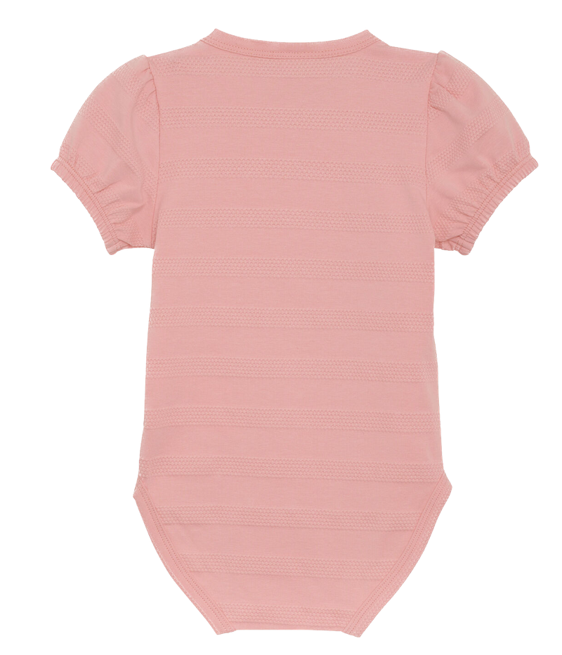 Minymo Kurzarm Body in Strawberry ice - Zarte Coral Rose