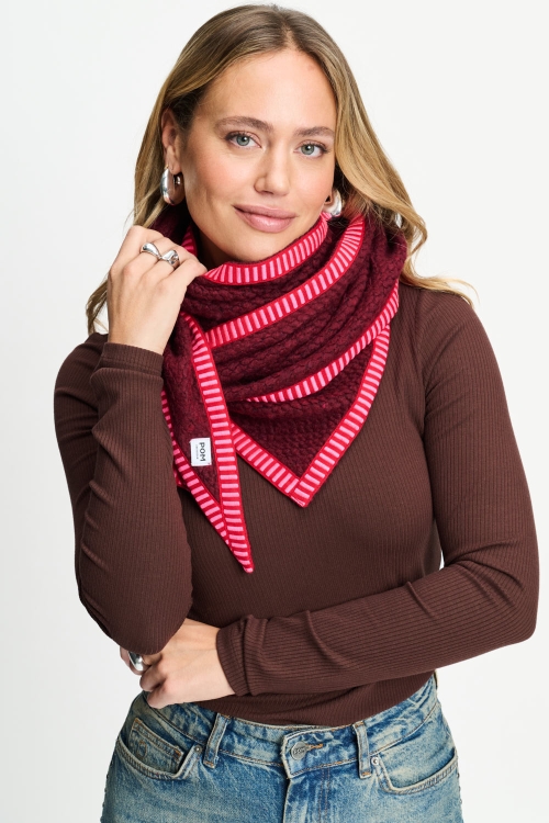 POM Amsterdam SHAWL - Hero Burgundy Rot mit Neon Pink
