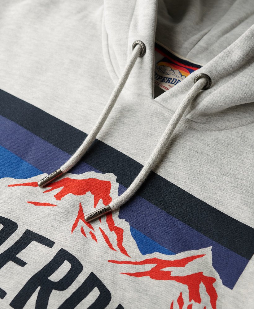 Superdry Herren Kapuzenpullover in Grau mit Bergen - Superdry Mountain Logo