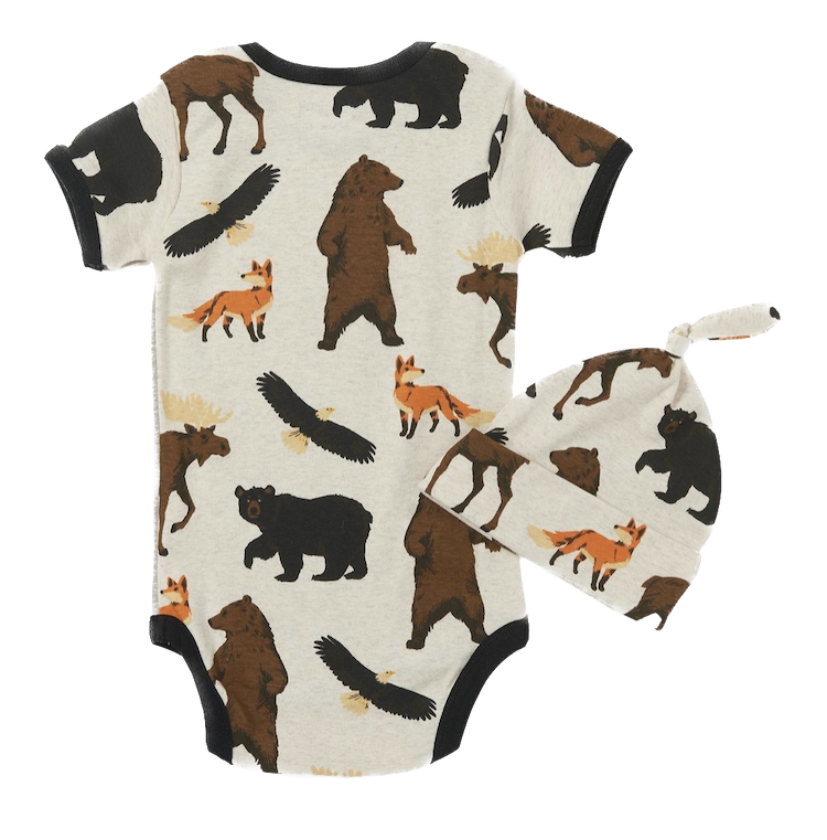 Little Blue House Baby Body & Mütze Set - Wildlife - Wilde Tiere Little Blue House Baby Body & Mütze Set - Wildlife - Wilde Tiere