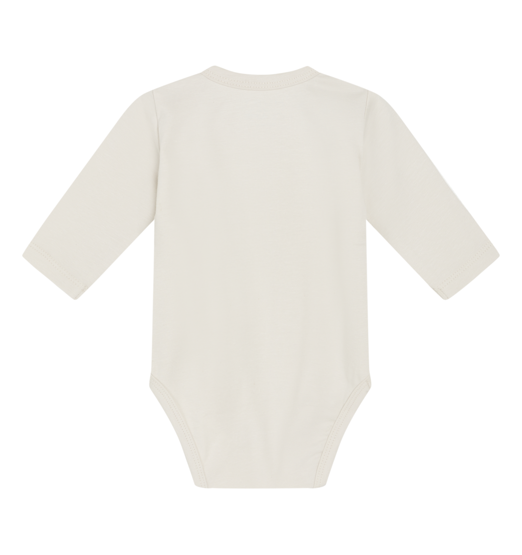 Hust & Claire Langarm Wickelbody in Creme Oatmeal - Babywäsche Hust & Claire Langarm Wickelbody in Creme Oatmeal - Babywäsche