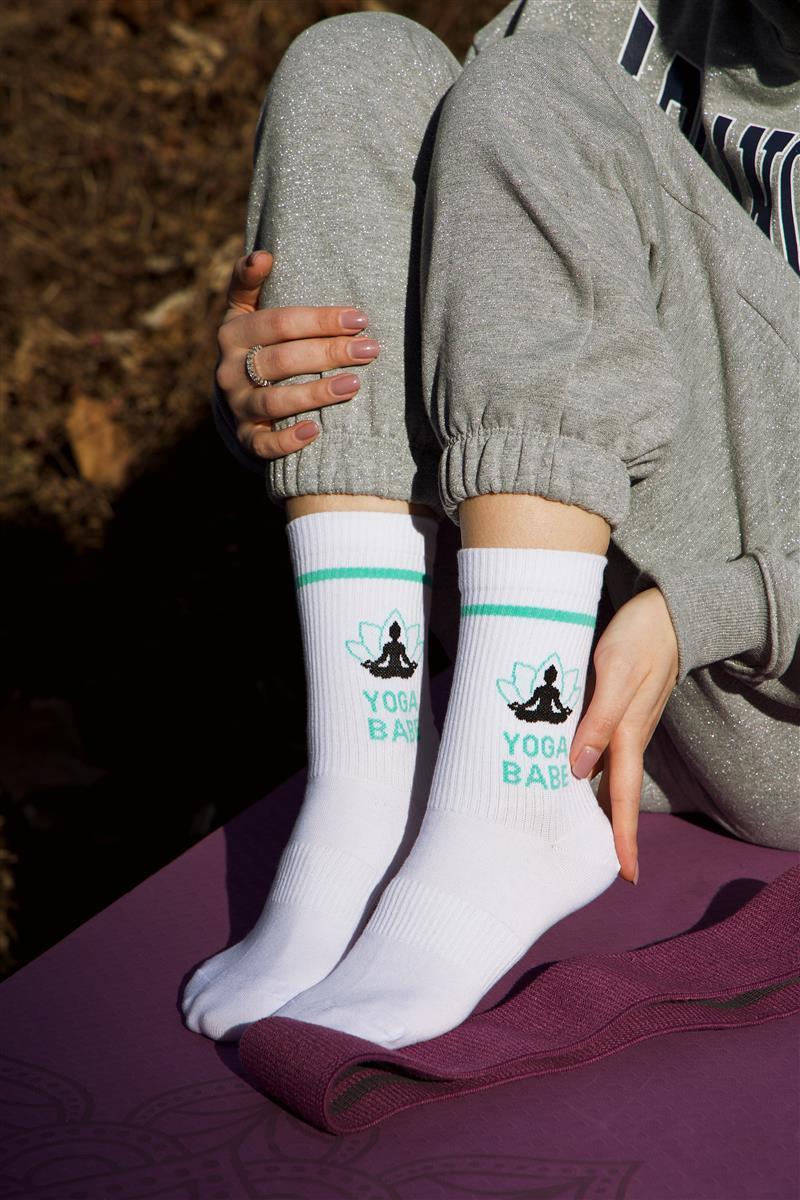 My Day My Dream Socken in Weiß mit Türkis Blau - Yoga Babe My Day My Dream Socken in Weiß mit Türkis Blau - Yoga Babe