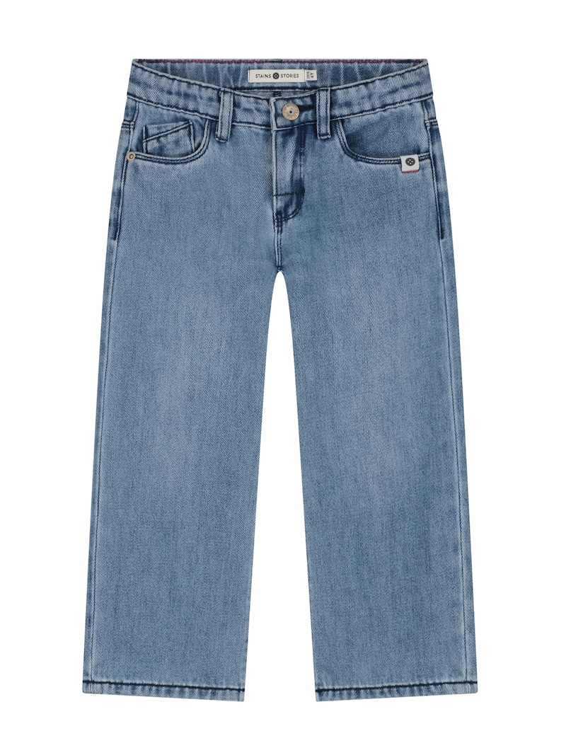Babyface Stains & Stories Mädchen Wide Leg Jog Jeans in Medium Blau Denim
