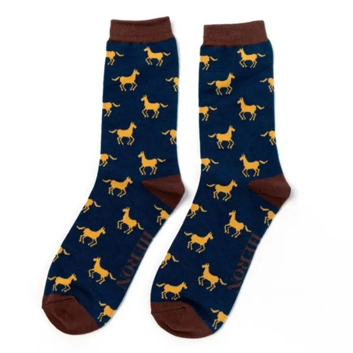 fbee37d5-6ca9-4043-ab0d-88d3fdbafe33 Mr Heron Bambus Socken in Navy - Pferde