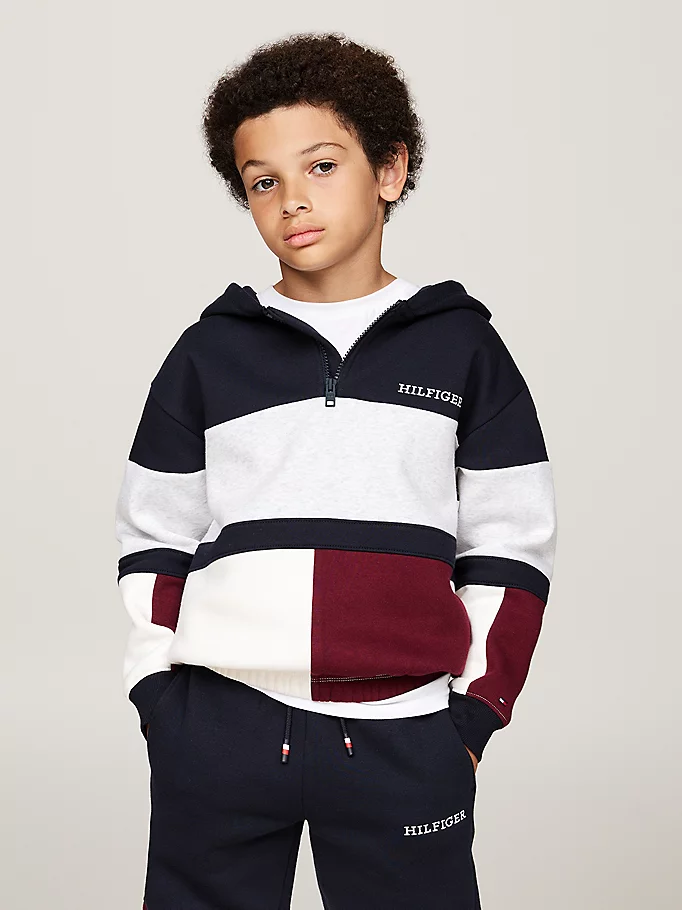 Tommy Hilfiger Color Block-Hoodie mit Reissverschluss - Rot Weiss Blau - SALE Tommy Hilfiger Color Block-Hoodie mit Reissverschluss - Rot Weiss Blau - SALE