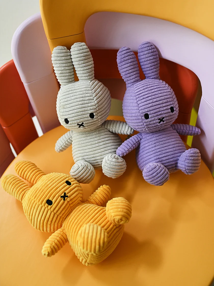 Bon Bon Toys Miffy Stofftier Hase Eco Cord in Lilac Lila - 23 cm - 9 Zoll 