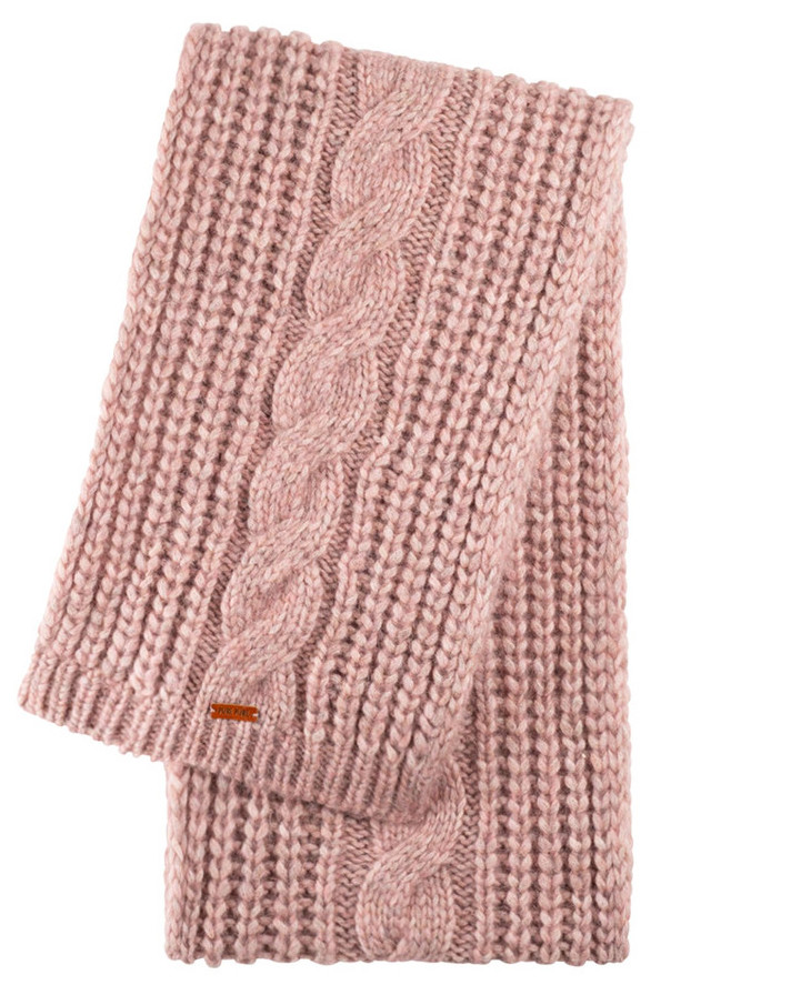 PURE PURE Damen Schal mit Zopfmuster Baby Alpaca Wolle in Altrosa Melange