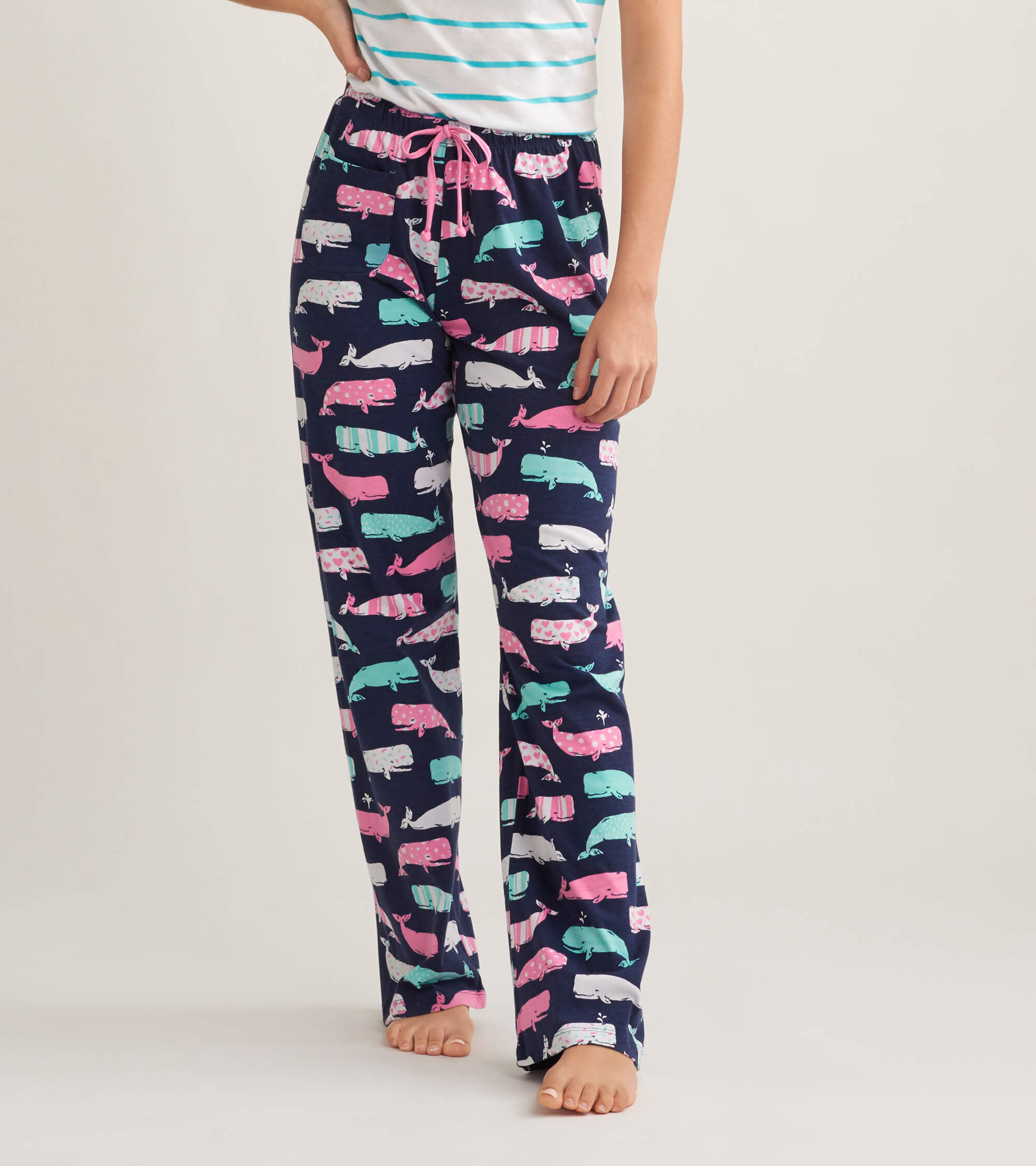 Little Blue House Damen Pyjama Hose Wale in Marineblau