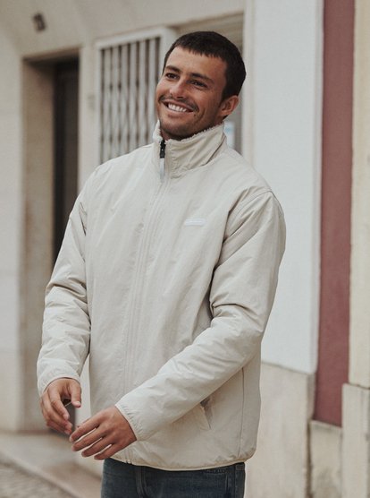 Quiksiilver Urban Storm Reversible Sherpa Teddy Fleecejacke & Windbreaker zum Wenden in Creme Quiksiilver Urban Storm Reversible Sherpa Teddy Fleecejacke & Windbreaker zum Wenden in Creme