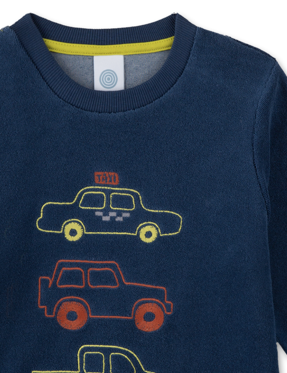 Sanetta Jungs Pyjama/Schlafanzug Frottee - Blau mit Fahrzeugen Sanetta Jungs Pyjama/Schlafanzug Frottee - Blau mit Fahrzeugen