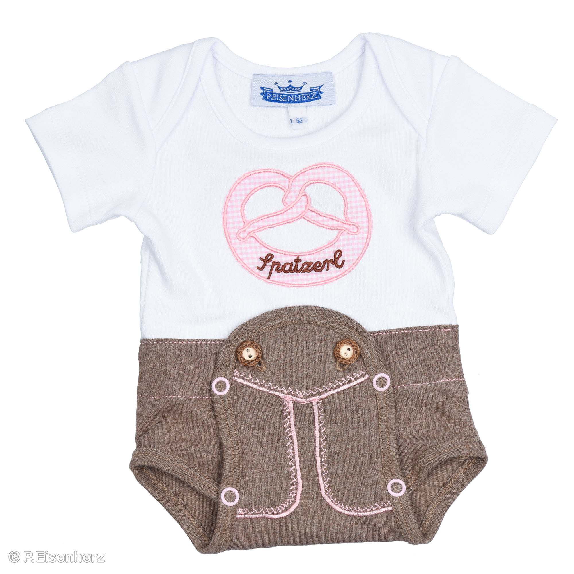 body-mit-kurzem-arm-lederhose-spatzerl_6 P.Eisenherz Kurzarm Body "Lederhose" Spatzerl in Rosa