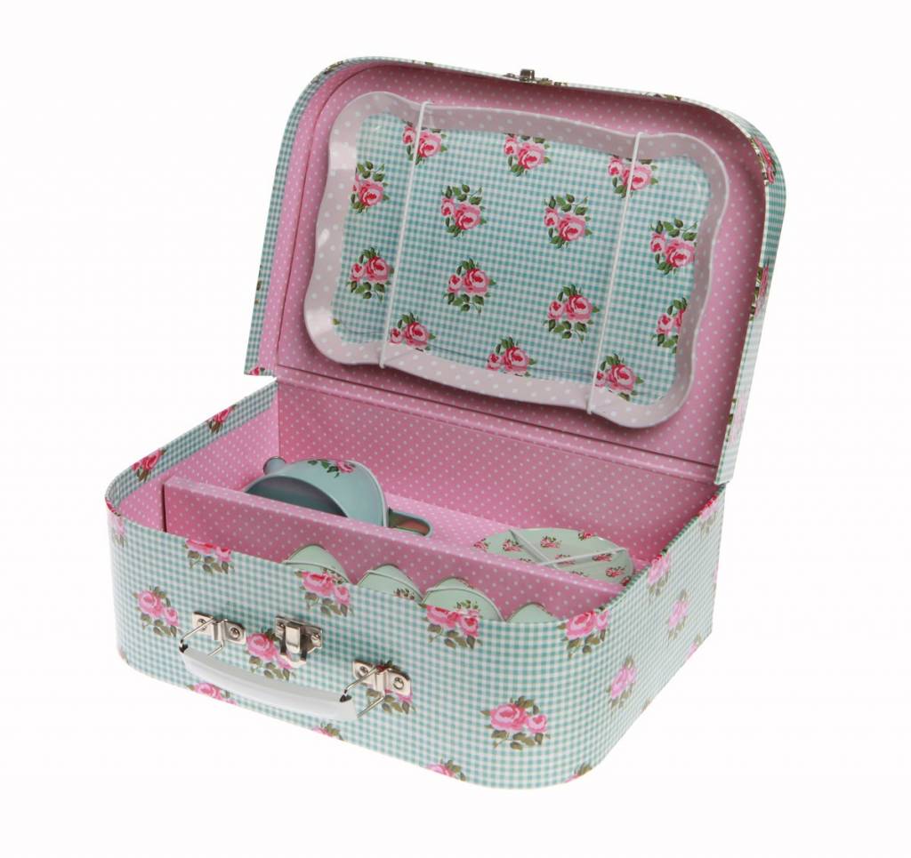 Sass & Belle Teeservice Picknick-Box-Set Box-Set Roses - blau