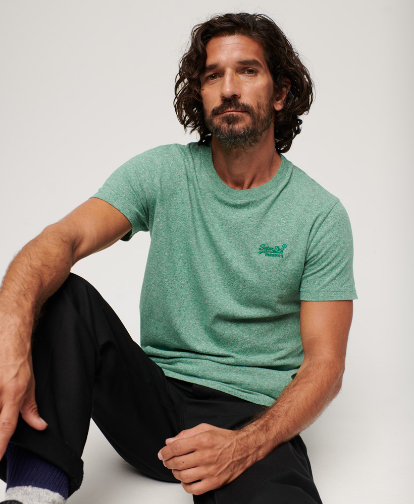 Superdry Herren T-Shirt Essential in Bright Green Grit mit Logo