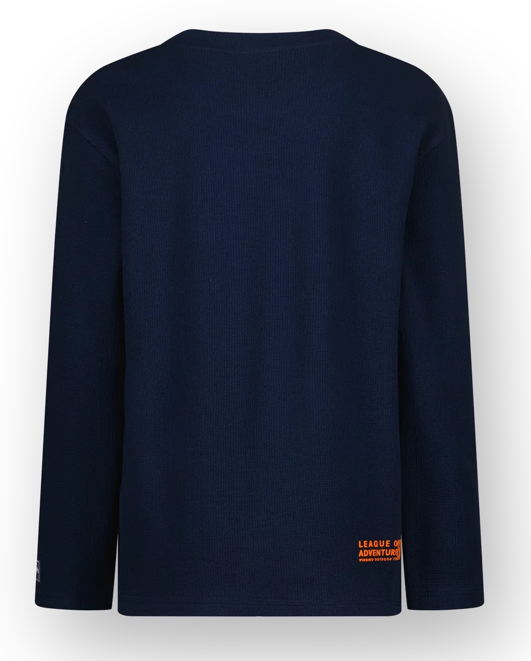 Vingino Halee Langarm Waffel Shirt in Navy mit Neon Orange Logo