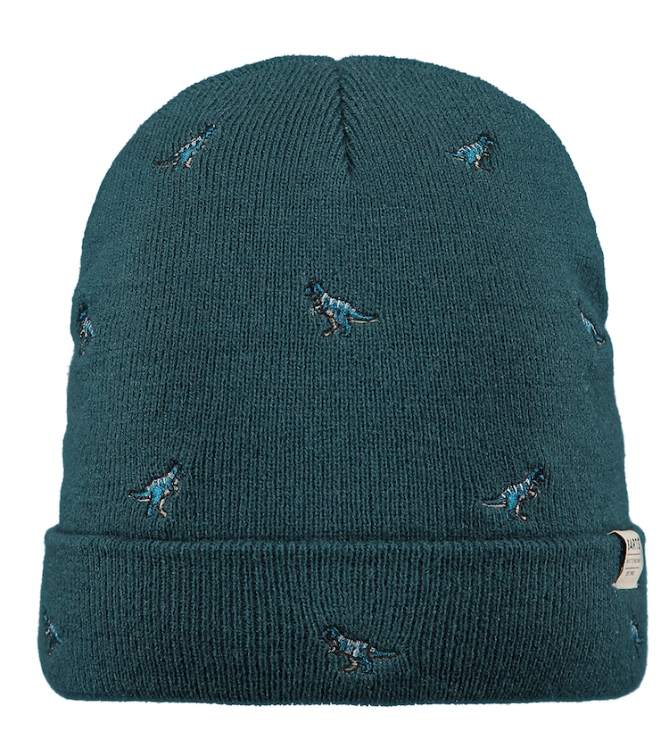 4092_Vinson-Beanie-Kids_13GqeJJzr8vqScd Barts Kids Vinson Beanie Mütze in Bottle Green Grün mit allover Dinos