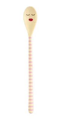 RICE Melamin Latte Löffel - Red Stripes - Wimpern & Lipstick Mund - Set von 3 RICE Melamin Latte Löffel - Red Stripes - Wimpern & Lipstick Mund - Set von 3