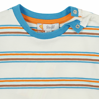 Steiff Baby Boys Kurzarm T-Shirt Blau Orange Gestreift