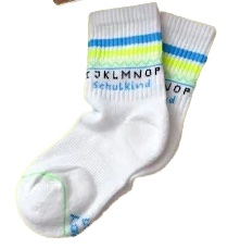 le ooley Kindersocken - Schulkind Socken in Blau & Gelb Neon