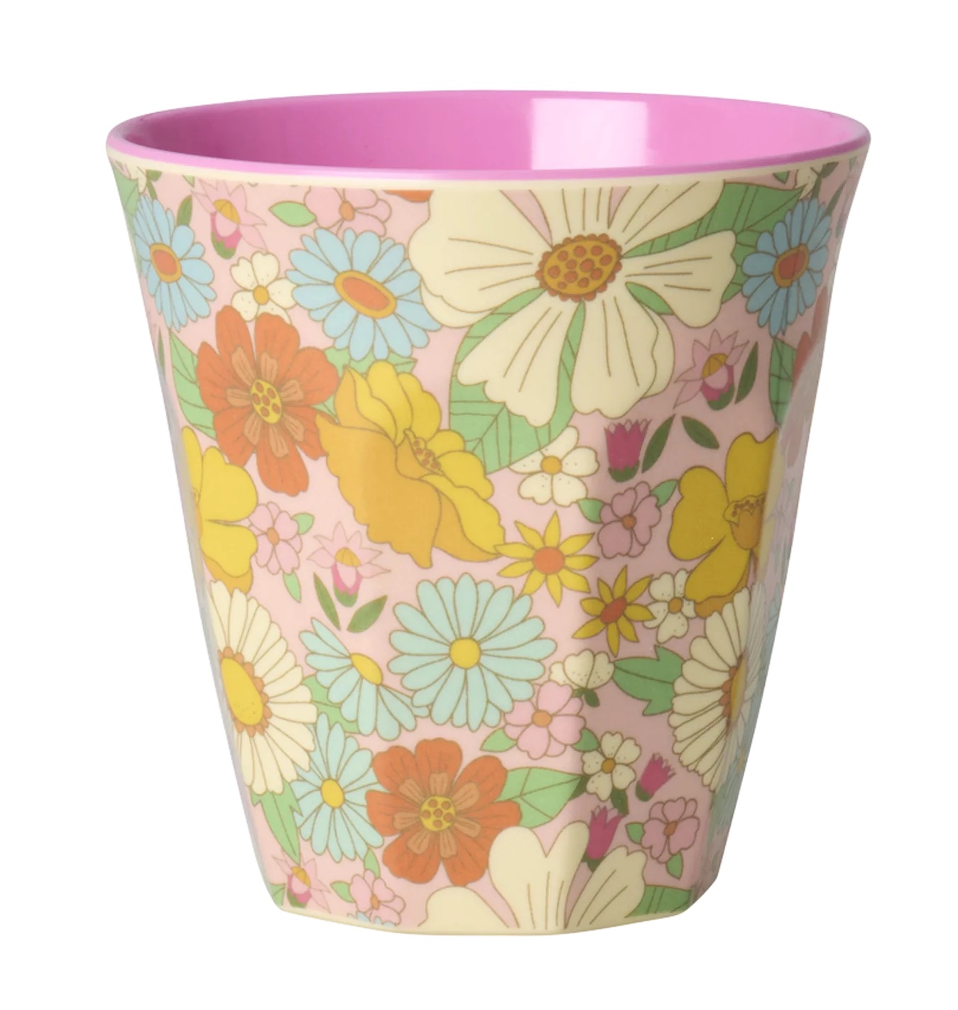 RICE Mittelgroße Becher - Dunkles Pink - Flower Power Print