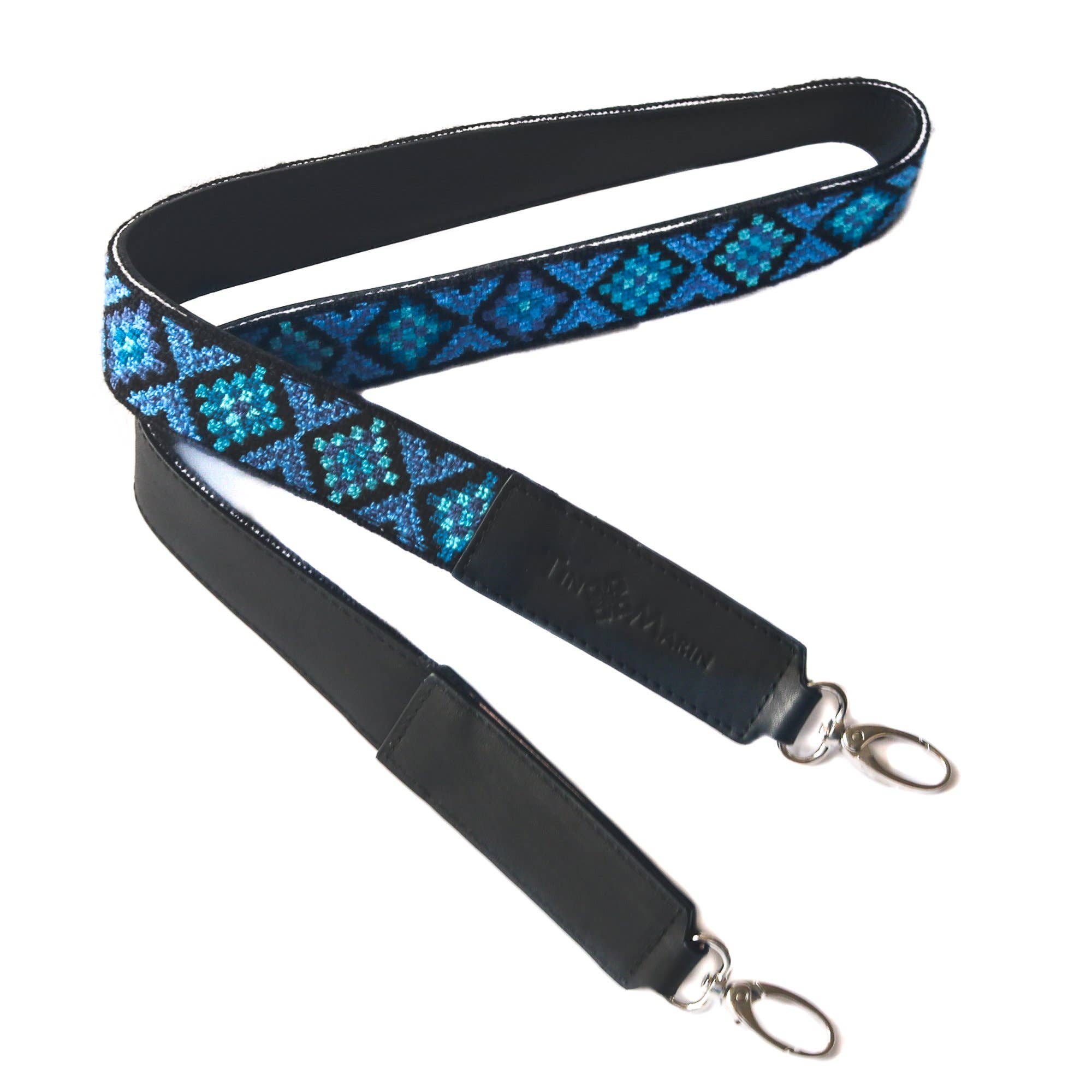 Tin Marin Mai gewebter Taschenriemen - Mai Gewebter Taschenriemen - Blau mit schwarzem Leder - SALE