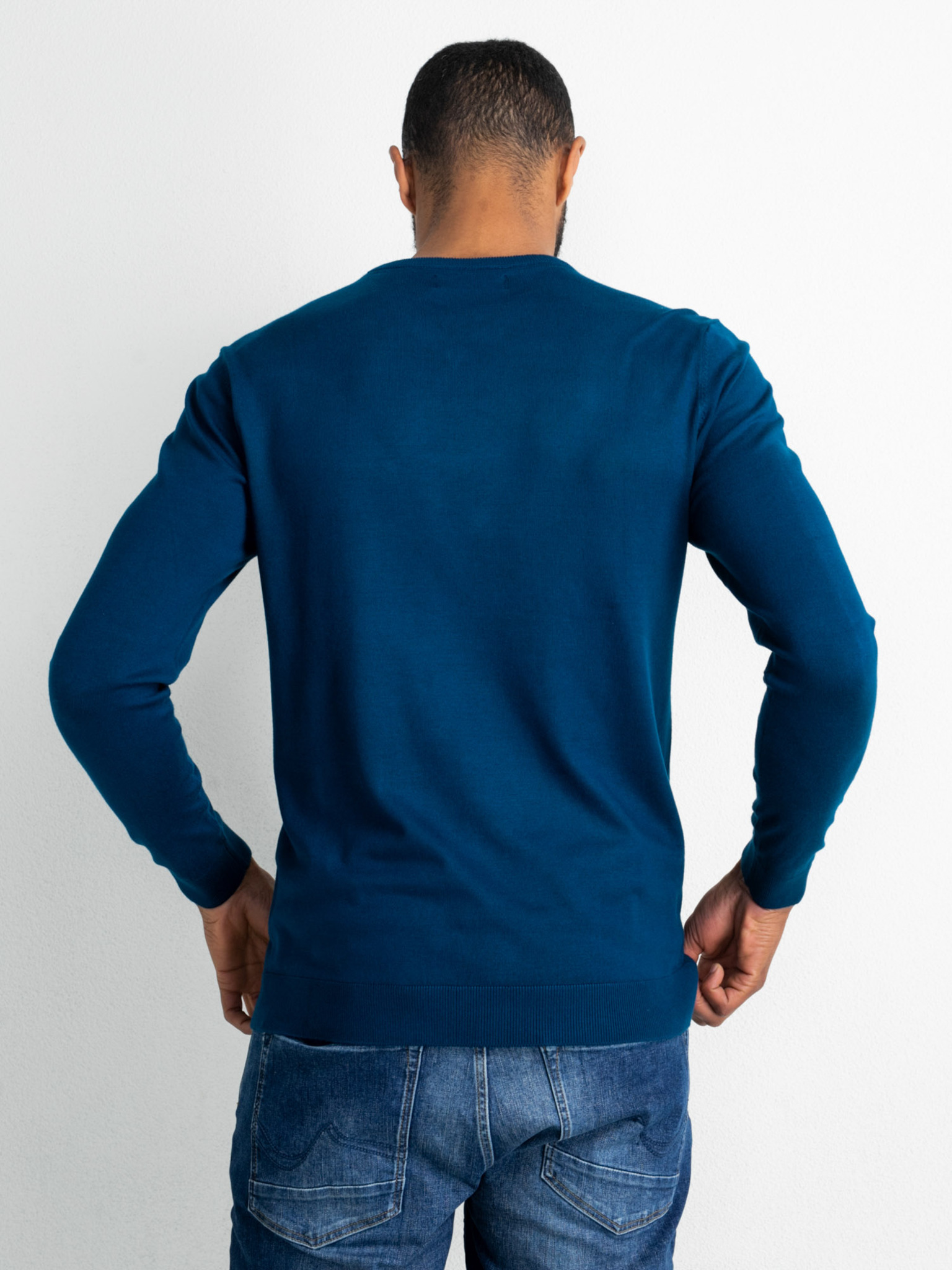 M-3020-KWV002_5085_B Petrol Industries Feinstrickpullover V-Ausschnitt Pullover - Dark Lagoon Blau - SALE