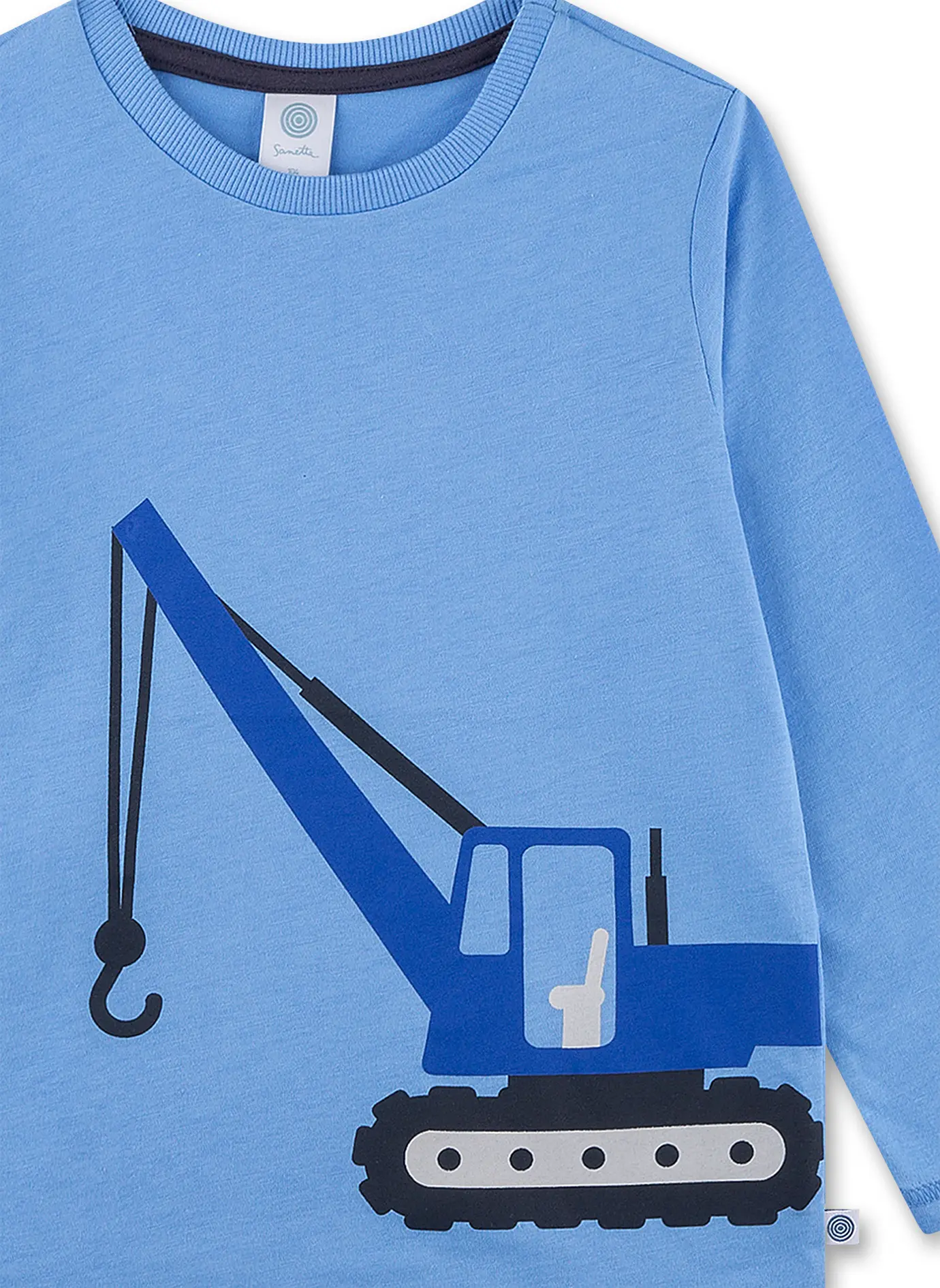 Sanetta Jungs Pyjama/Schlafanzug Jungen-Schlafanzug lang blau - Baufahrzeug Kran - SALE