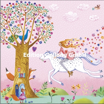 Edition Gollong Karte - Mädchen auf einem Pferd in rosa