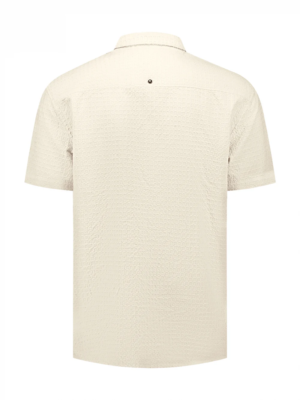 NO EXCESS Baumwoll-Kurzarmhemd mit Struktur in Desert Beige