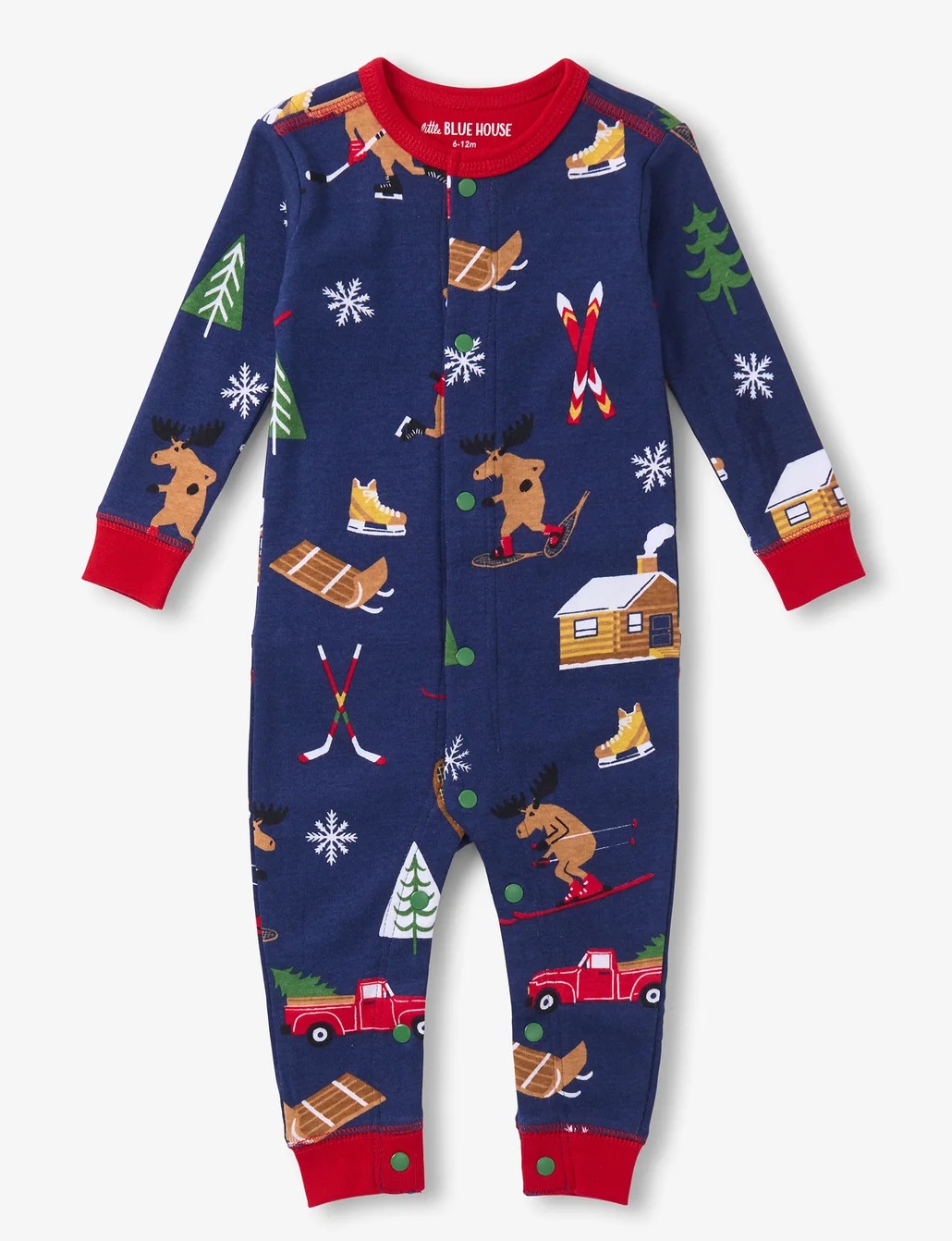 Little Blue House Baby Union Suit Strampler - Winter Cabin Onesie - Apré Ski