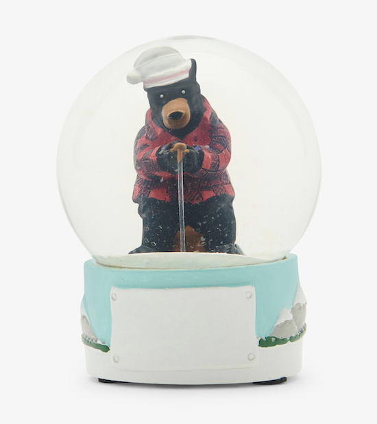 Little Blue House Snow Globe - Schneekugel - Fishing Bear - Fischer Bär 
