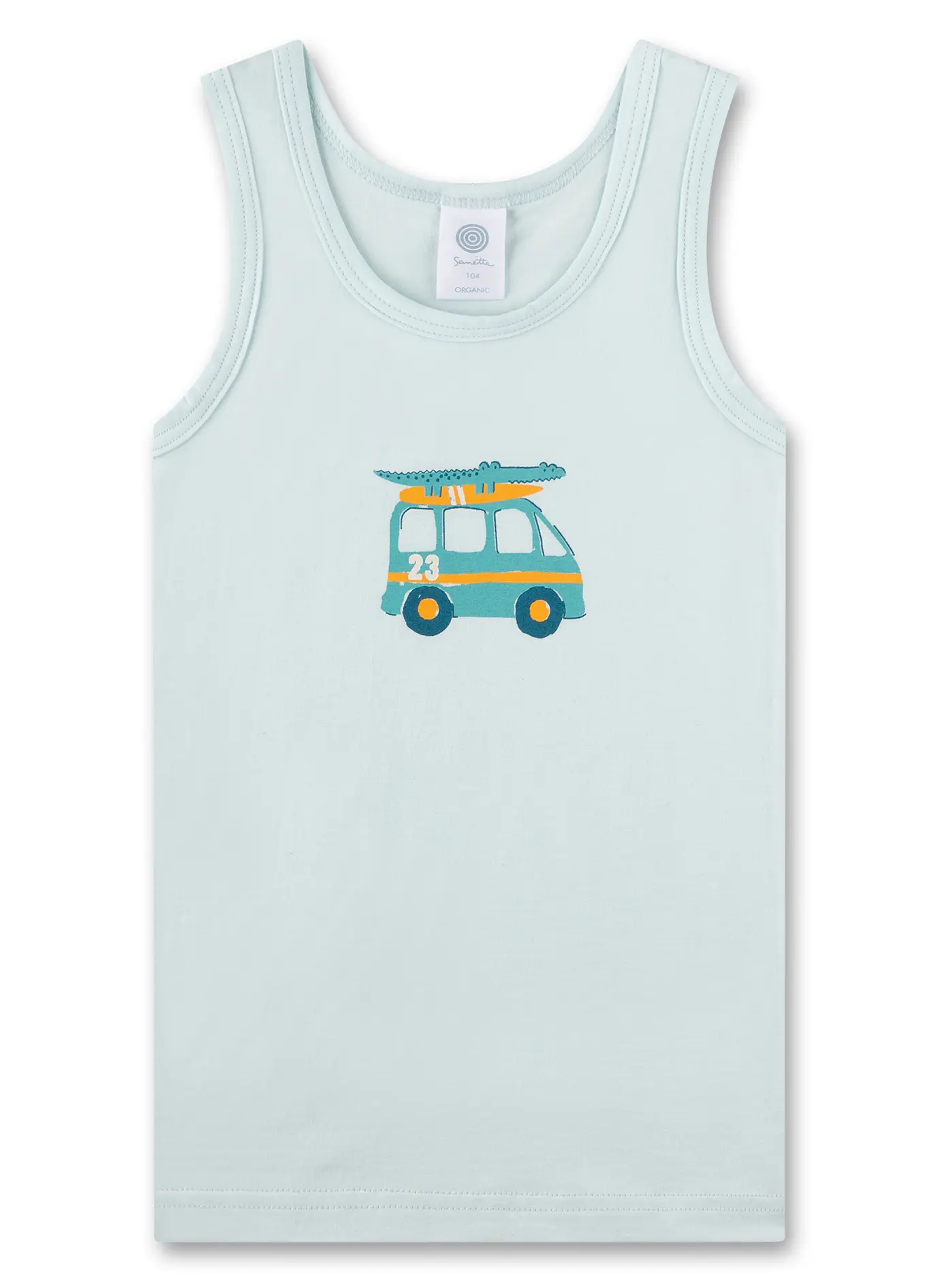 Sanetta Jungen Unterhemd in Hellblau mit Surfer Bus