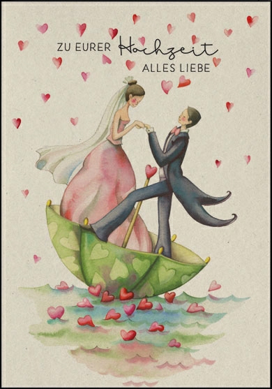 Edition Gollong Nachhaltige Grußkarte - Herzen Regen - zu Euerer Hochzeit Alles Liebe