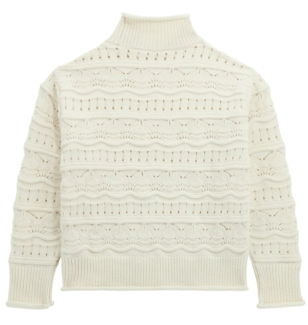Guess Chenille Strickpulli mit Lochmuster in Creme Weiß Guess Chenille Strickpulli mit Lochmuster in Creme Weiß