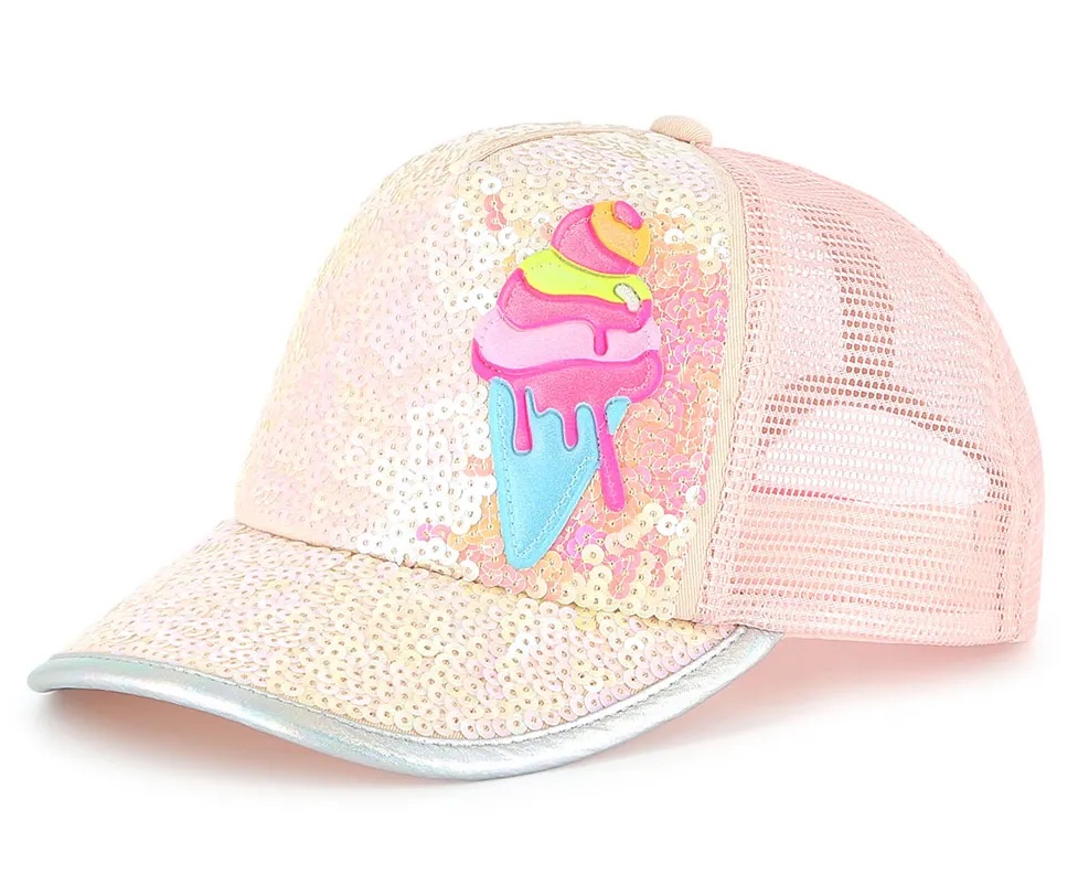 Billieblush Kappe Base Cap Rosa Glitzer mit Neon Eistüte