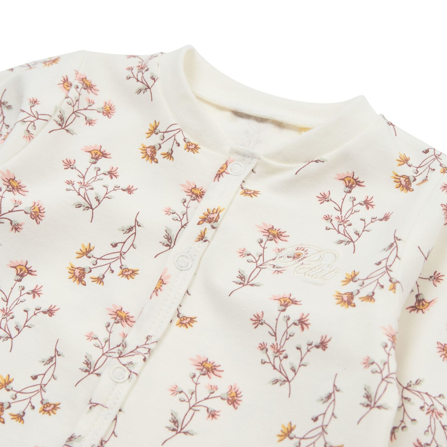 Petit by Sofie Schnoor Langarm Strampler in Creme mit Vintage Blumen