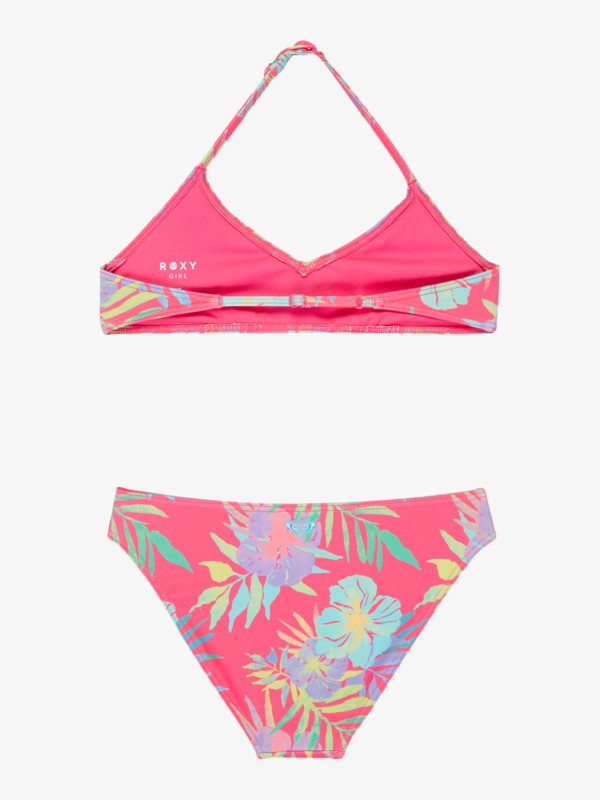Roxy Aquarella Bralette Bikini in Coral Pink mit Tropical Blumen
