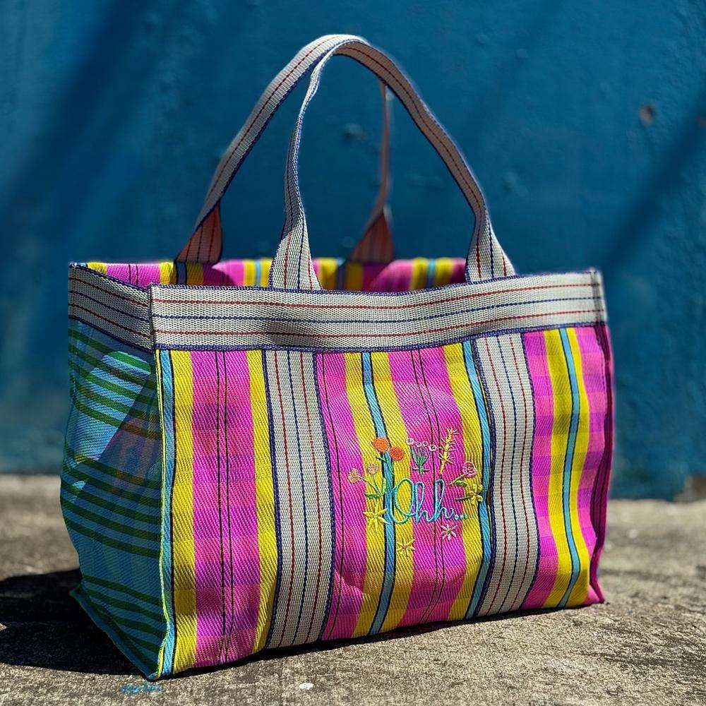 Noi Shoppertasche XL mit Reißverschluss in Pink & Gelb - Ohh Noi Shoppertasche XL mit Reißverschluss in Pink & Gelb - Ohh