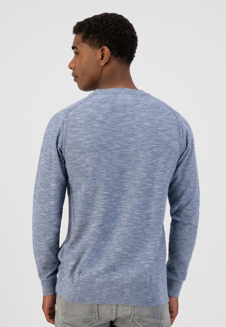 Dstrezzed Strickpullover Mercury Crew Melange Slub in Blau meliert
