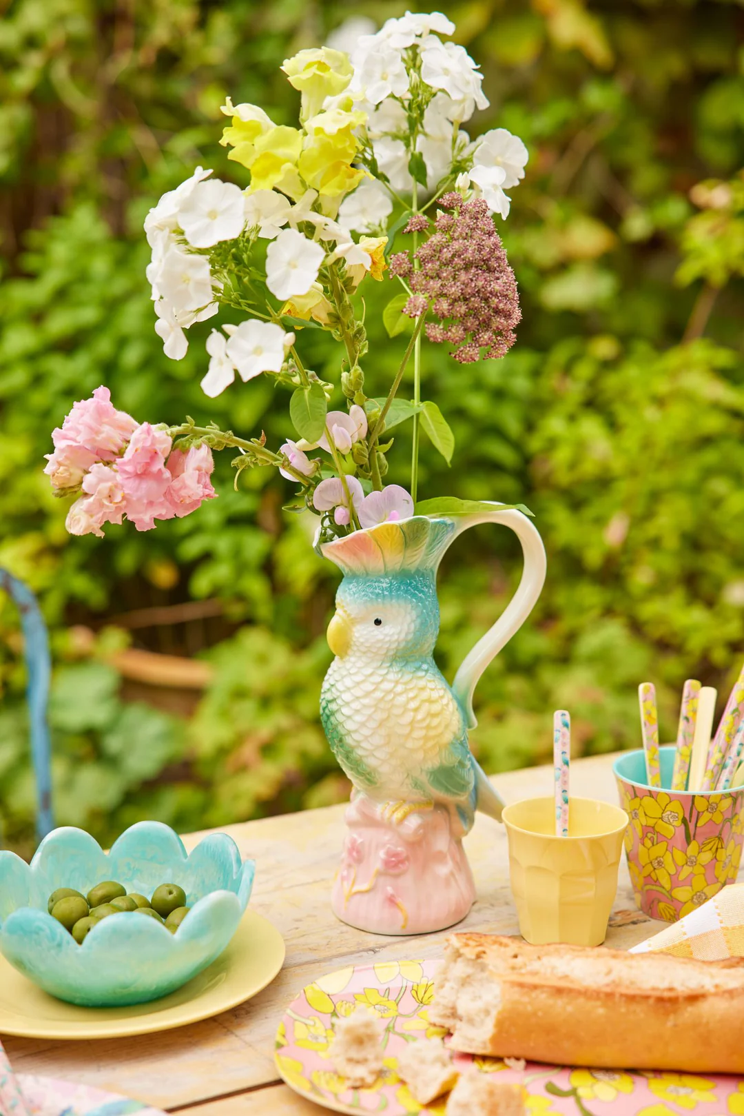 RICE Keramik Krug Vase - Exotischer Vogel - Mint RICE Keramik Krug Vase - Exotischer Vogel - Mint