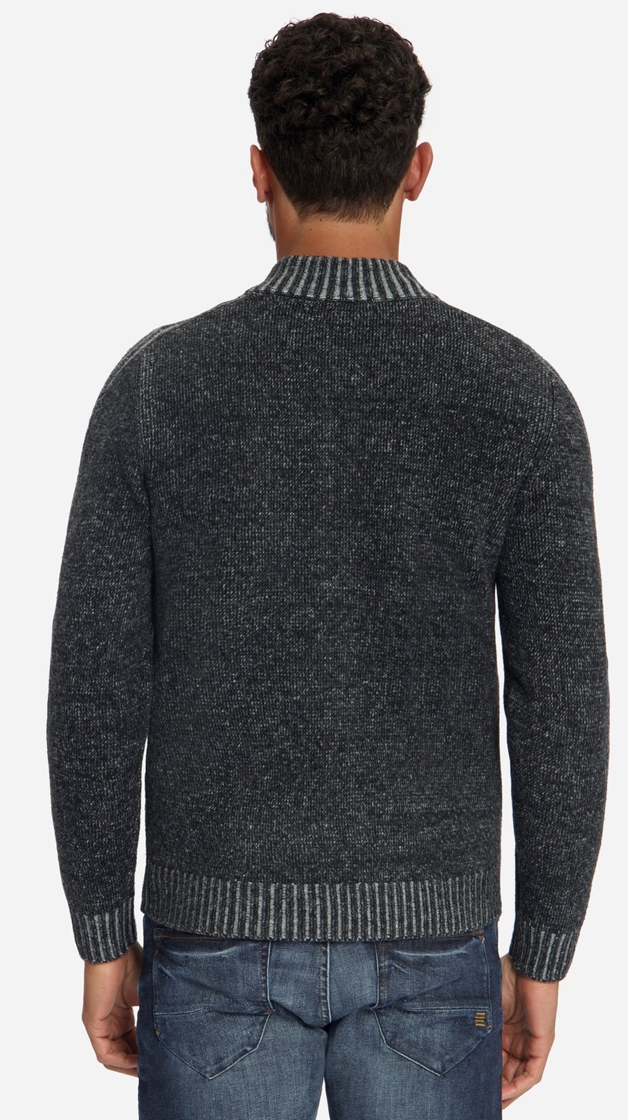Herren zweifarbige Strickjacke Schwarz/Grau