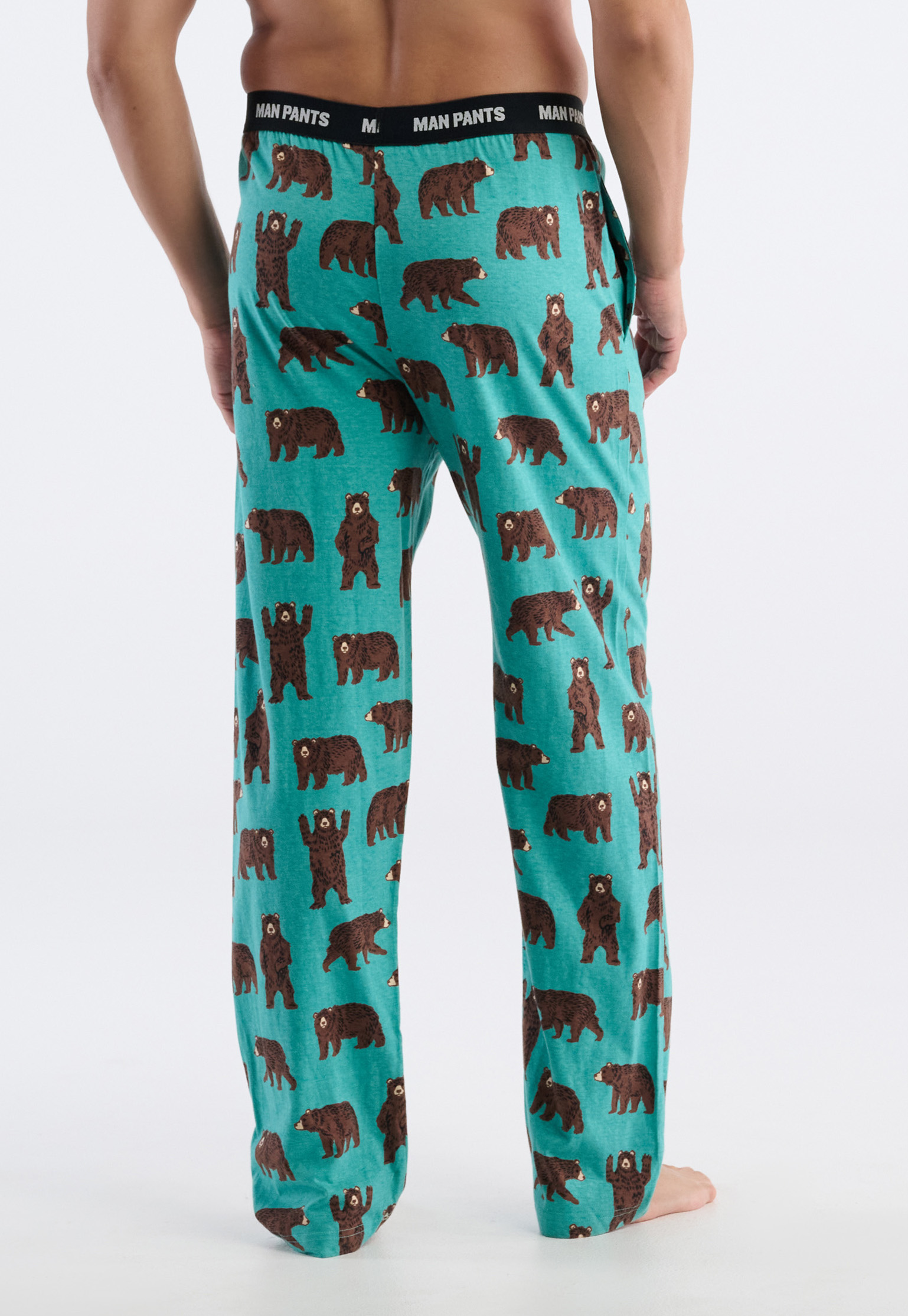 Little Blue House Pyjama Hose für Herren - Lounge Pants - Petrol Bären