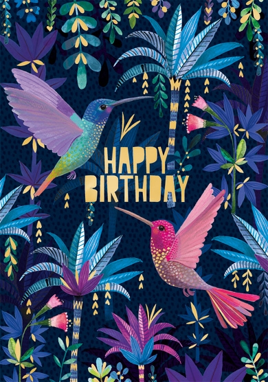 1-6691-KOLIBRI Edition Gollong Geburtstagskarte - Mila Marquis - Happy Birthday Kolibri