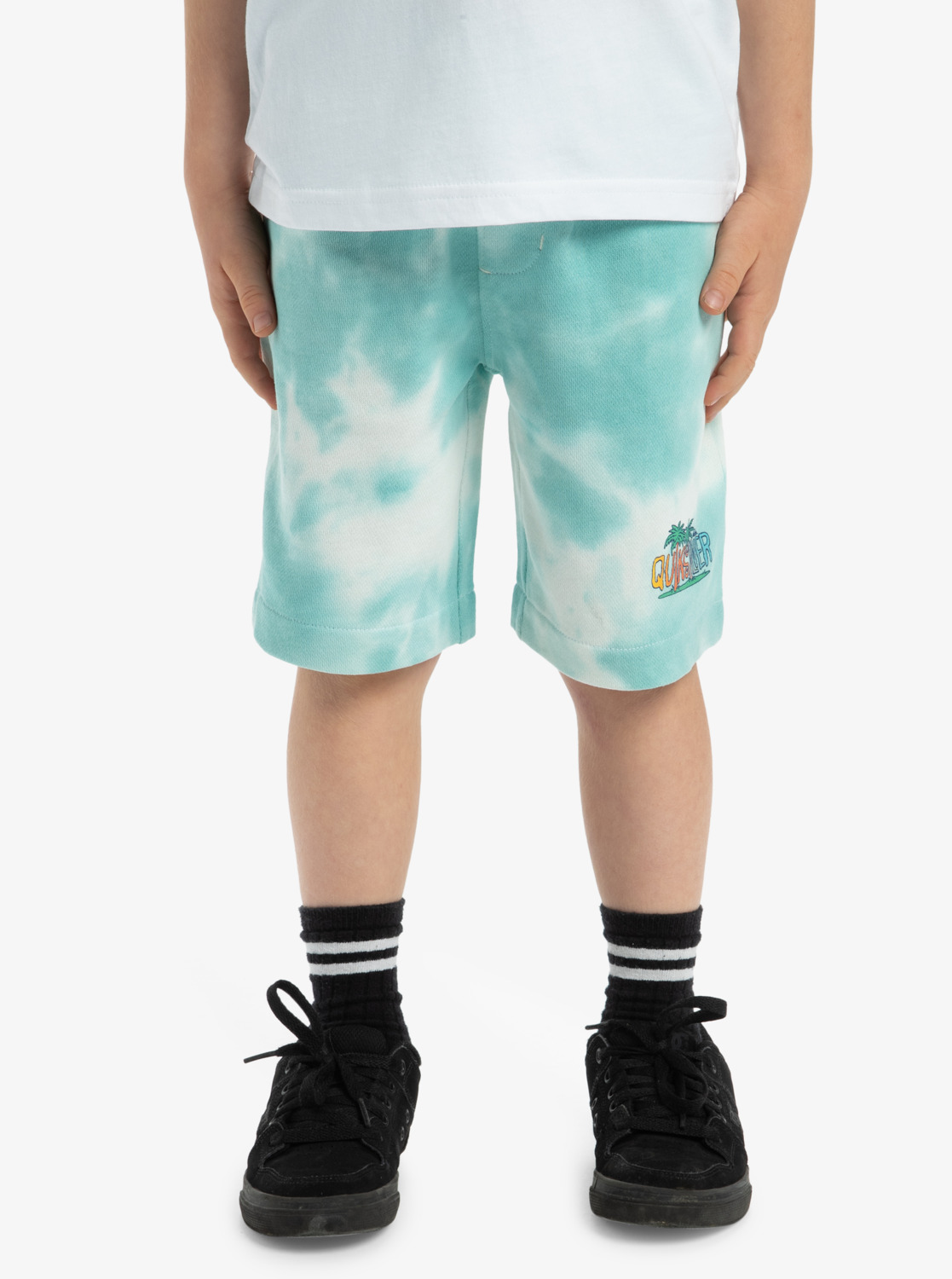 Quiksilver Boys Tie Dye Sweat Shorts mit elastischem Bund in Grün - SALE Quiksilver Boys Tie Dye Sweat Shorts mit elastischem Bund in Grün - SALE