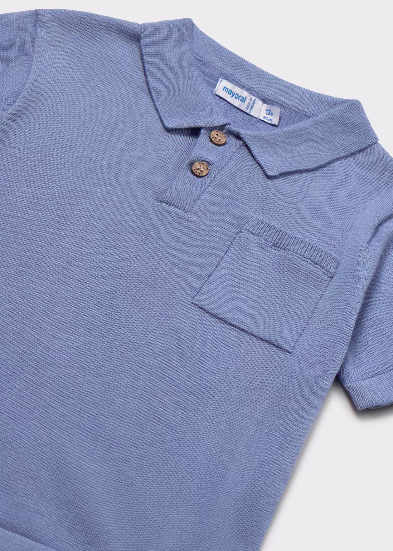 Mayoral Kurzarm Polo Strickpulli mit Kragen und Tasche in Rauchblau